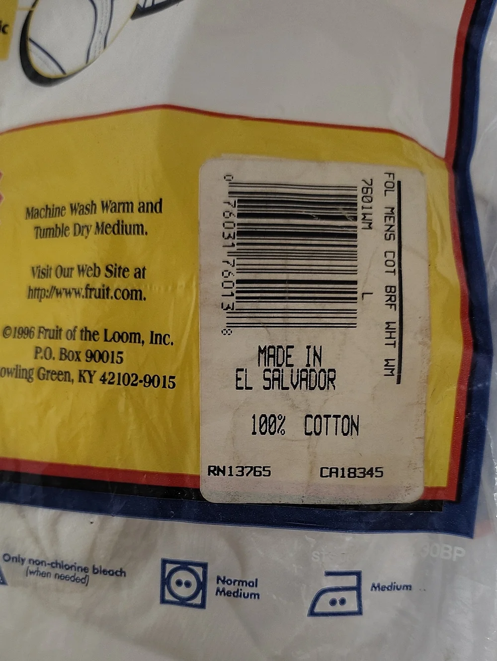 Fruit of the Loom vintage 1996